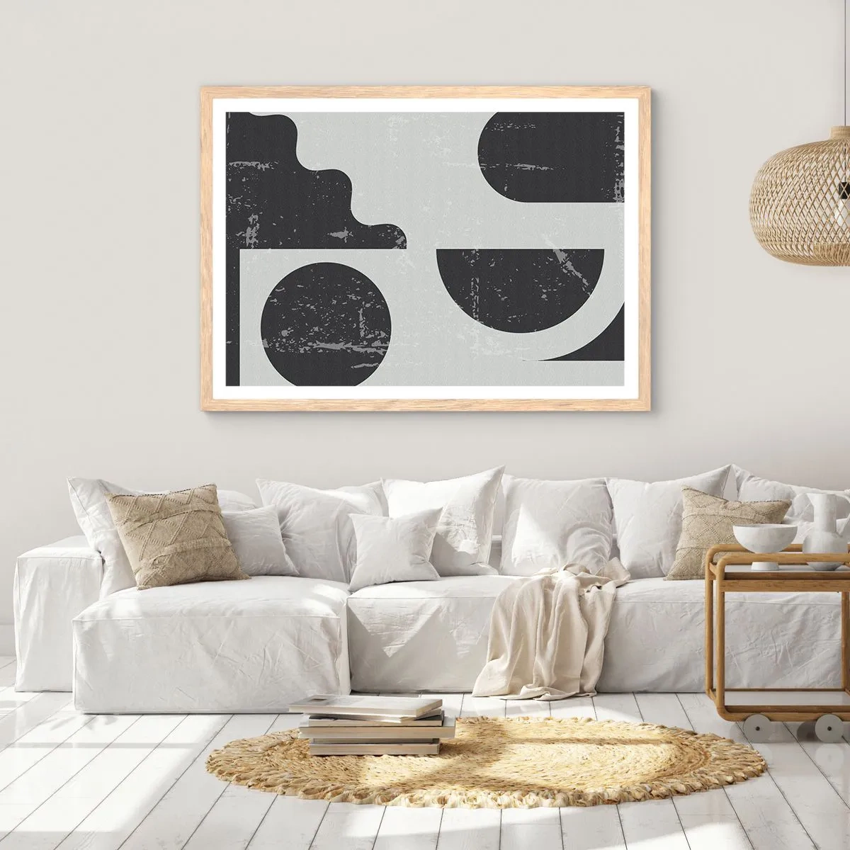 Poster in einem Rahmen aus heller Eiche - Komposition oben und unten - 70x50 cm