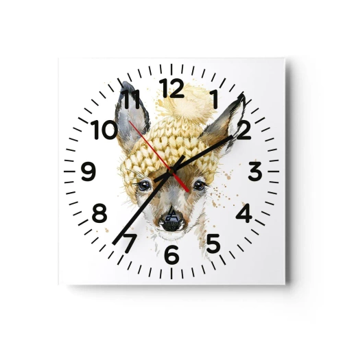 Wanduhr - Glasuhr - Für den Winter im verschneiten Wald - 30x30 cm