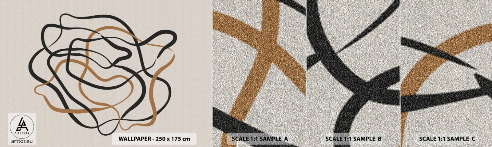 Fototapeten Muster Premium Sand - Alles ging schief - Boho, Abstraktion, Linien - 100x30 cm