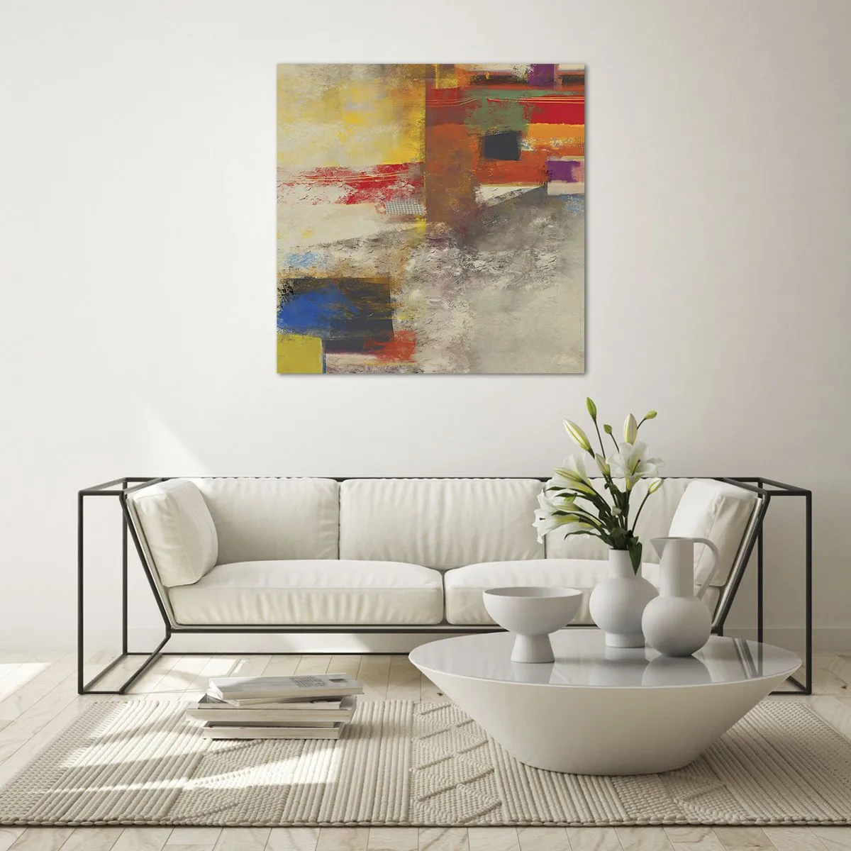 Glasbild - Bild auf glas - Geometrie der Farben - 30x30 cm
