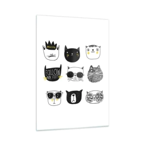 Glasbild - Bild auf glas - Illustrationen von entzückenden Katzen im minimalistischen Stil - 50x70cm - Jeder andere - Moderne Wanddekoration für Wohnzimmer und Schlafzimmer ARTTOR