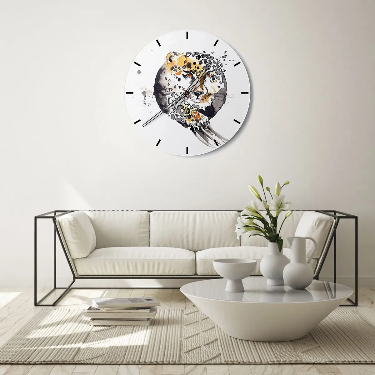 Wanduhr - Glasuhr - Raubtierschönheit - 40x40 cm