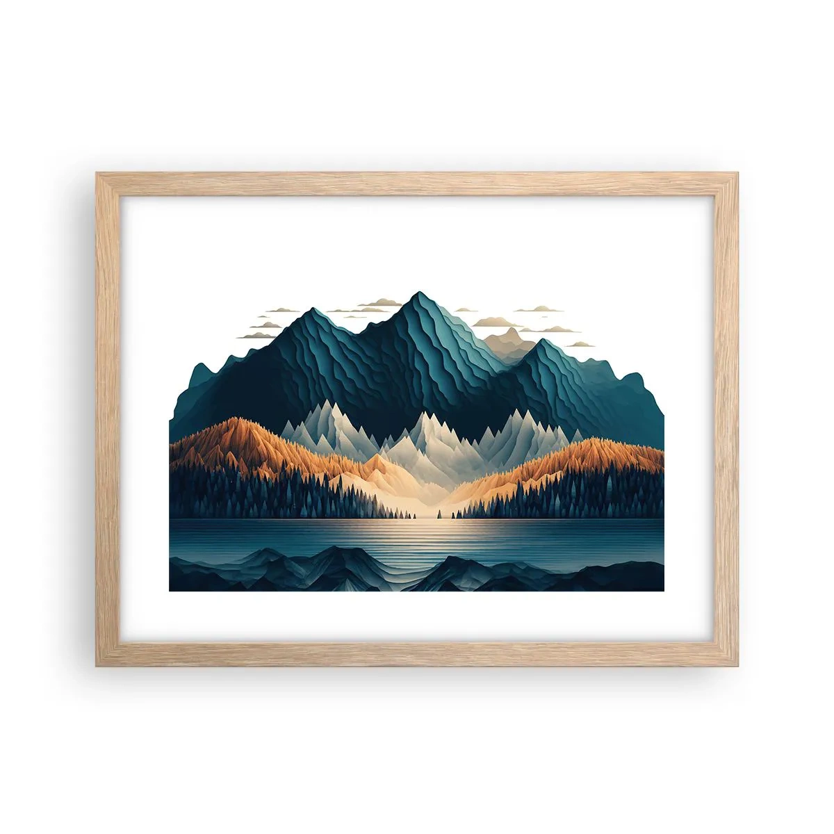 Poster in einem Rahmen aus heller Eiche - Perfekte Berglandschaft - 40x30 cm