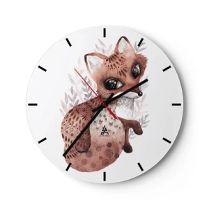 Wanduhr - Glasuhr - Ein süßer Aquarellfuchs auf weißem Hintergrund - 30x30cm - Einfach lieben - Moderne Wanddekoration für Wohnzimmer, Küche und Schlafzimmer ARTTOR