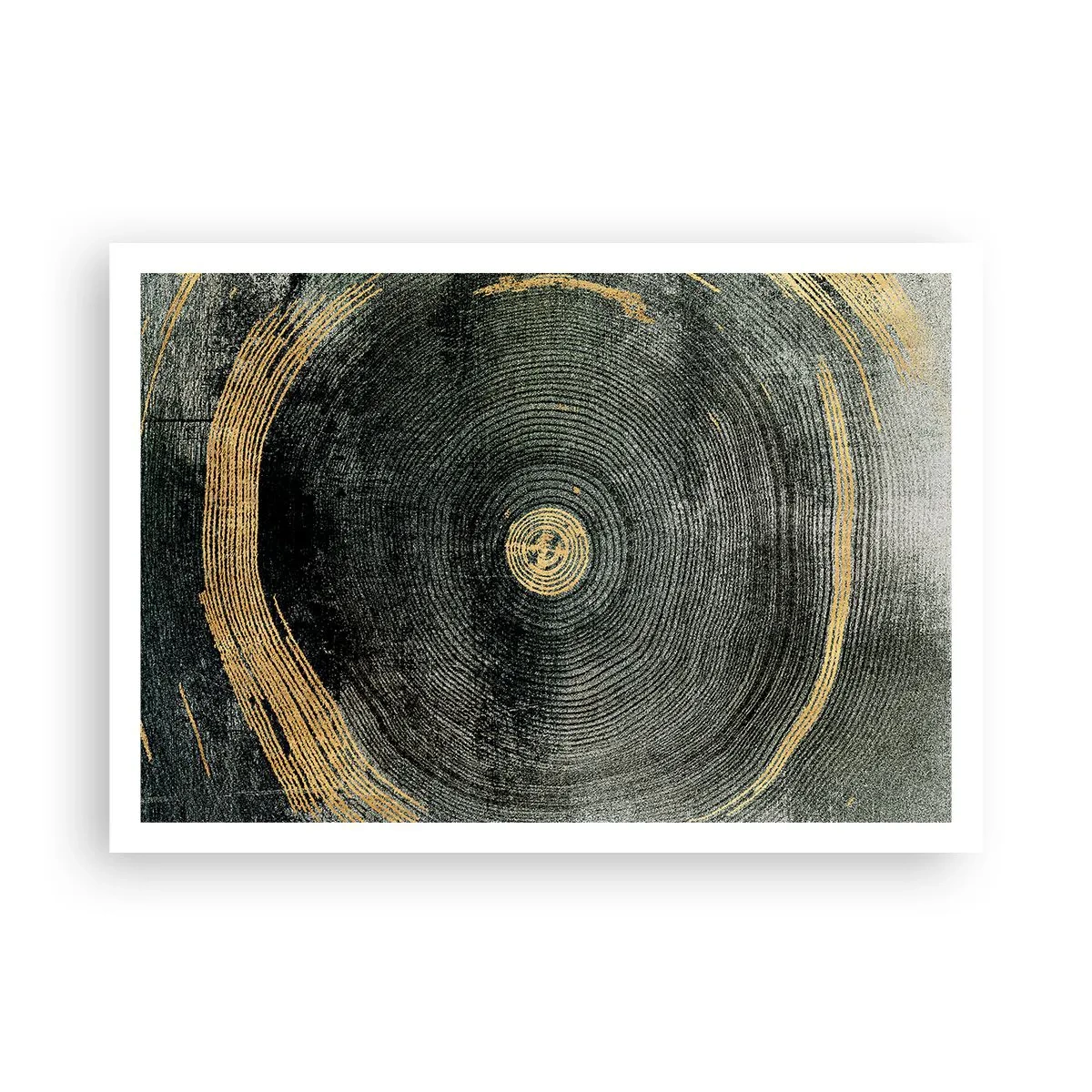 Poster - Konzentrische Kreise mit goldenen Akzenten - 100x70cm - Veränderung und Beständigkeit - Moderne Wanddekoration für Wohnzimmer und Schlafzimmer ARTTOR