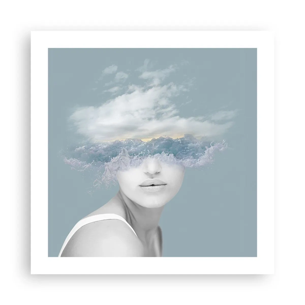Poster - Mit dem Kopf in den Wolken - 50x50 cm