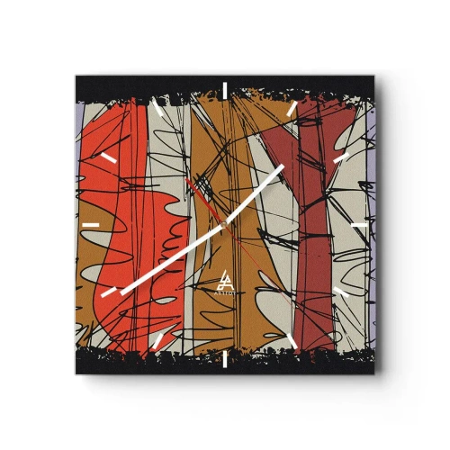 Wanduhr - Glasuhr - Spontane Komposition - 40x40 cm