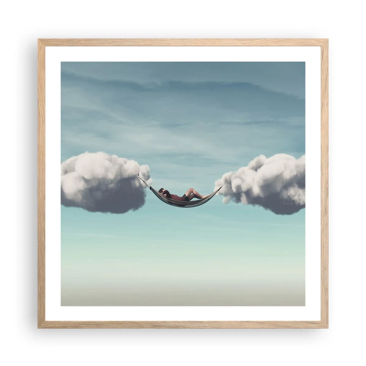 Poster in einem Rahmen aus heller Eiche - Die Behaglichkeit des Augenblicks - 60x60 cm