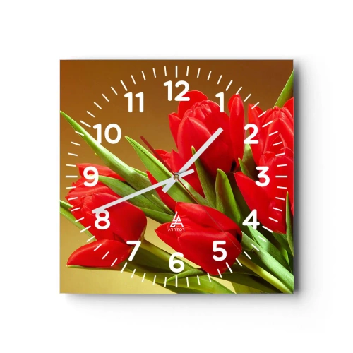 Wanduhr - Glasuhr - Ein Haufen Frühlingsfreude - 40x40 cm