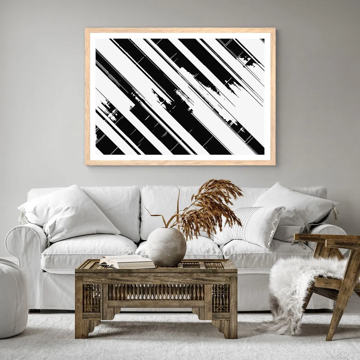 Poster in einem Rahmen aus heller Eiche - Eine intensive und dynamische Komposition - 40x30 cm