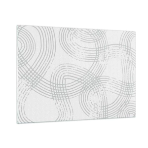 Glasbild - Bild auf glas - Abstrakte geschwungene Linien in Grautönen auf Weiß - 100x70cm - Es gibt keinen einfachen Weg - Moderne Wanddekoration für Wohnzimmer und Schlafzimmer ARTTOR