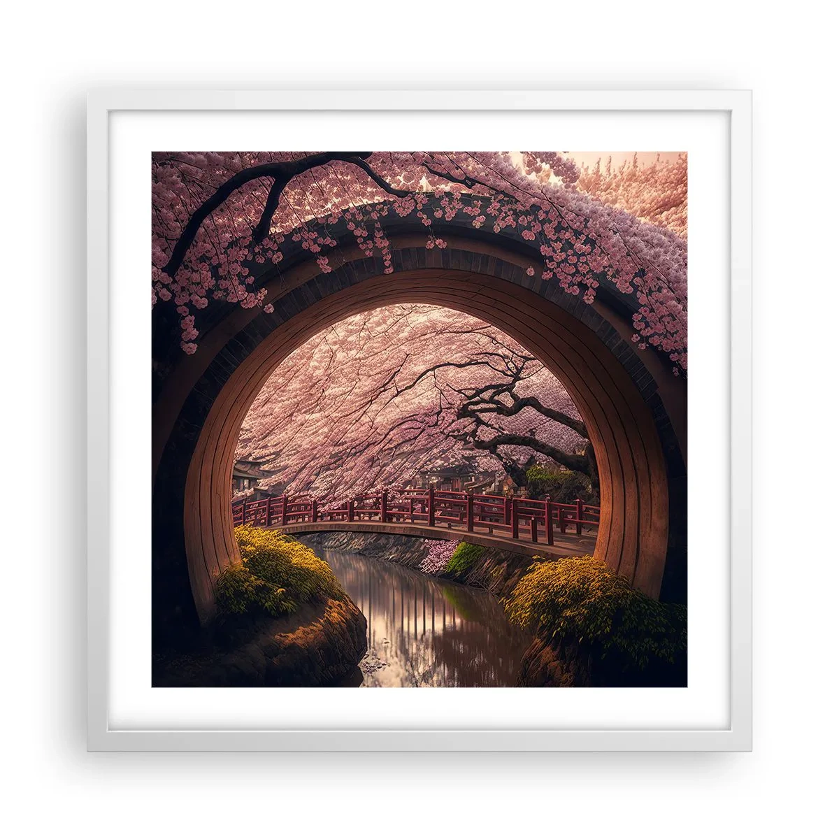 Poster in einem weißen Rahmen - Japanischer Frühling - 50x50 cm