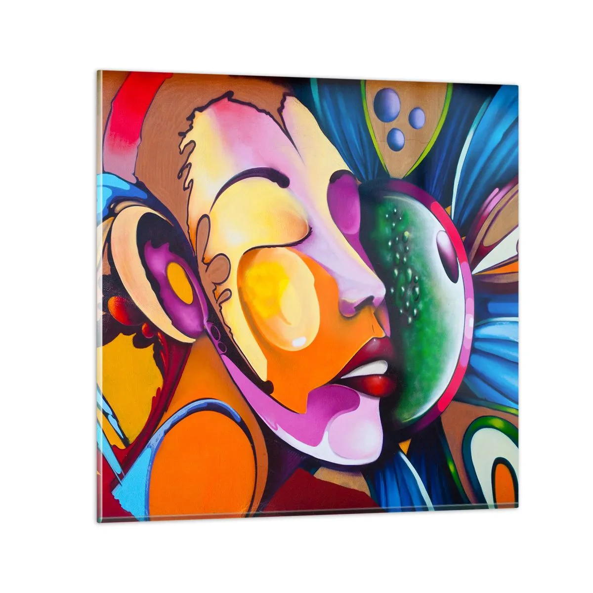 Glasbild - Bild auf glas - Mit Farbe berühren - 50x50 cm