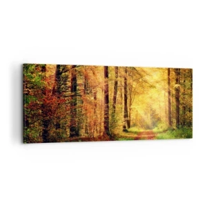 Bild auf Leinwand - Leinwandbild - Waldgoldene Stille - 100x40 cm