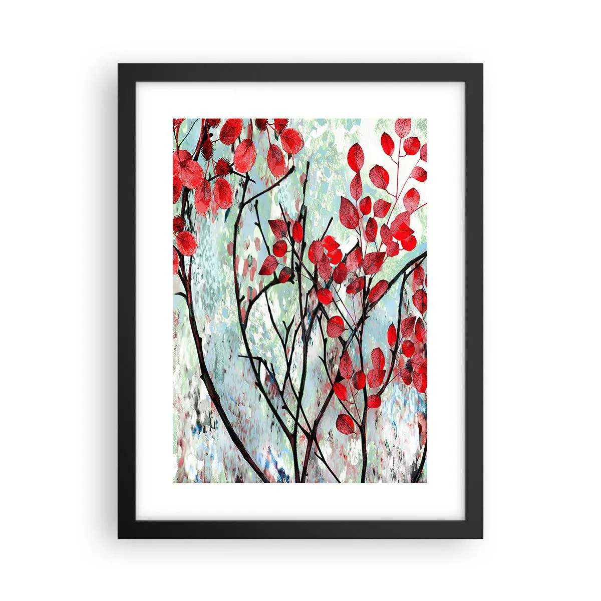 Poster in einem schwarzem Rahmen - Baum in Scharlachrot - 30x40 cm