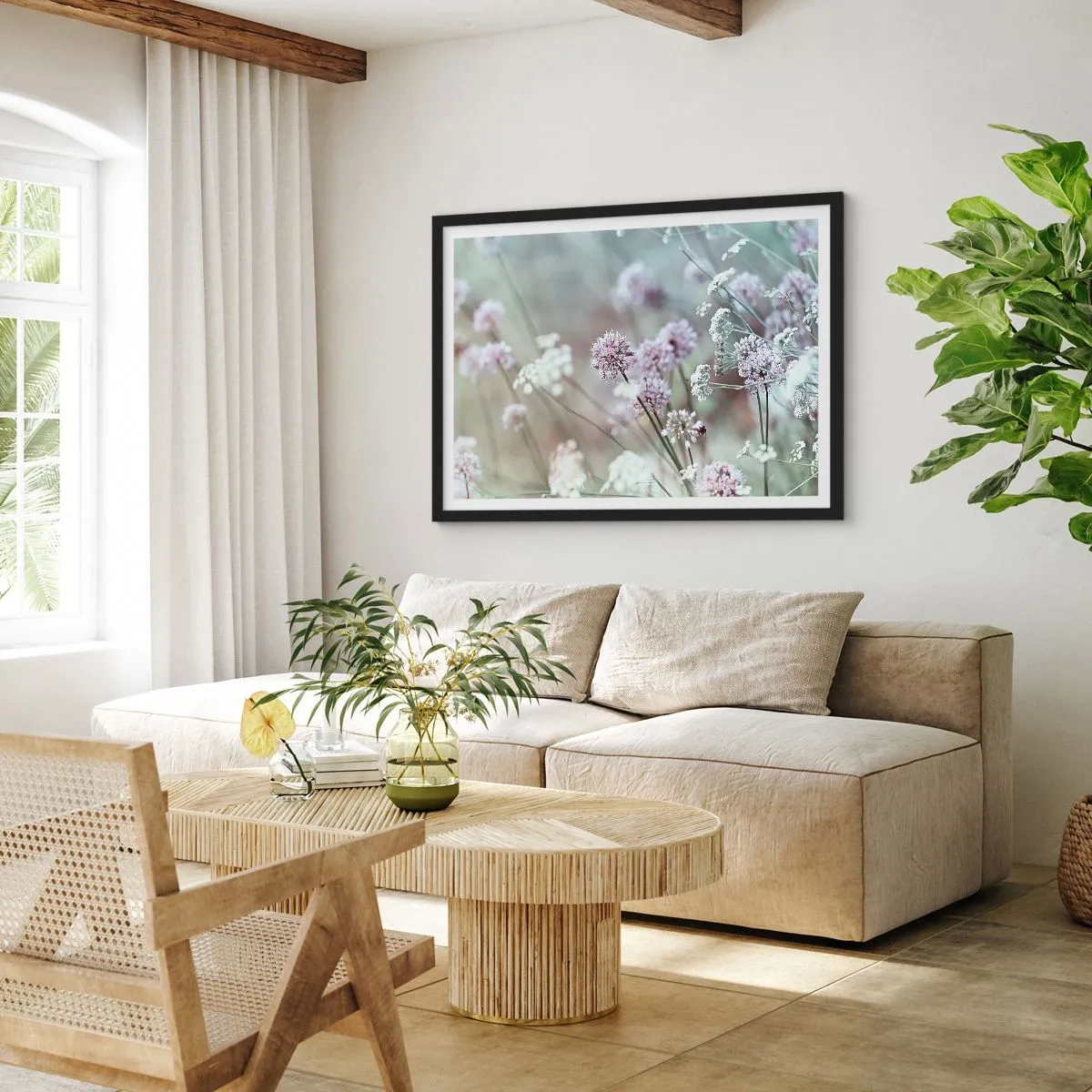 Poster in einem schwarzem Rahmen - Süße filigrane Kräuter - 40x30 cm