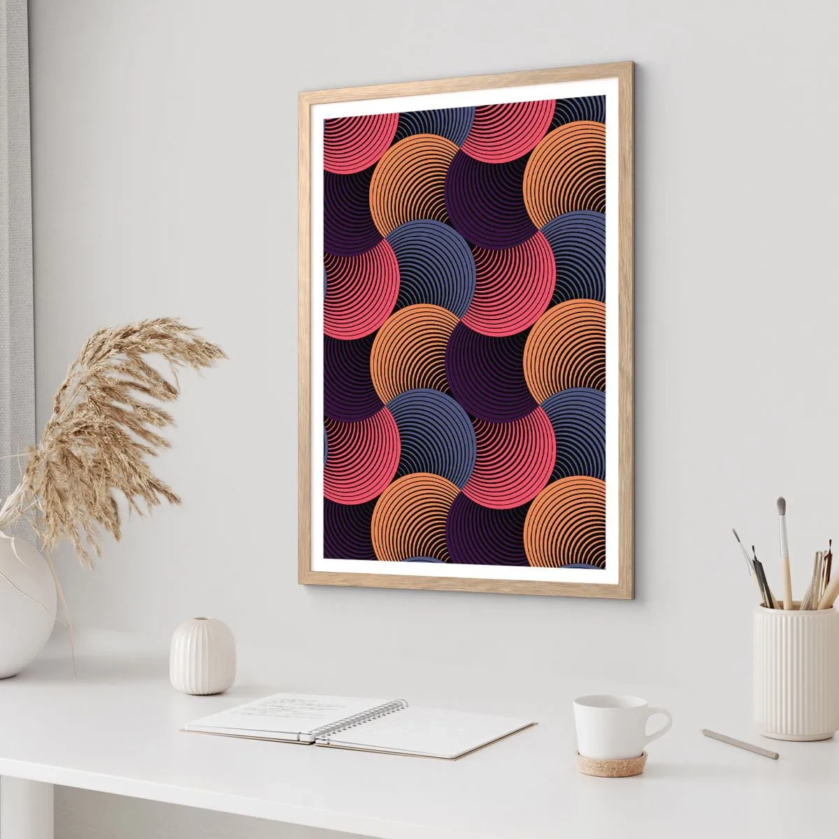 Poster in einem Rahmen aus heller Eiche - Im kreisenden Rhythmus - 40x50 cm