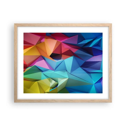 Poster in einem Rahmen aus heller Eiche - Regenbogen-Origami - 50x40 cm