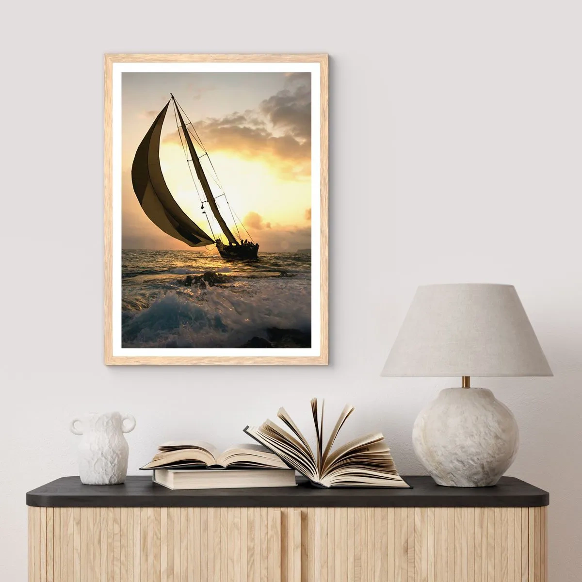 Poster in einem Rahmen aus heller Eiche - Mit dem Wind und gegen den Wind - 61x91 cm