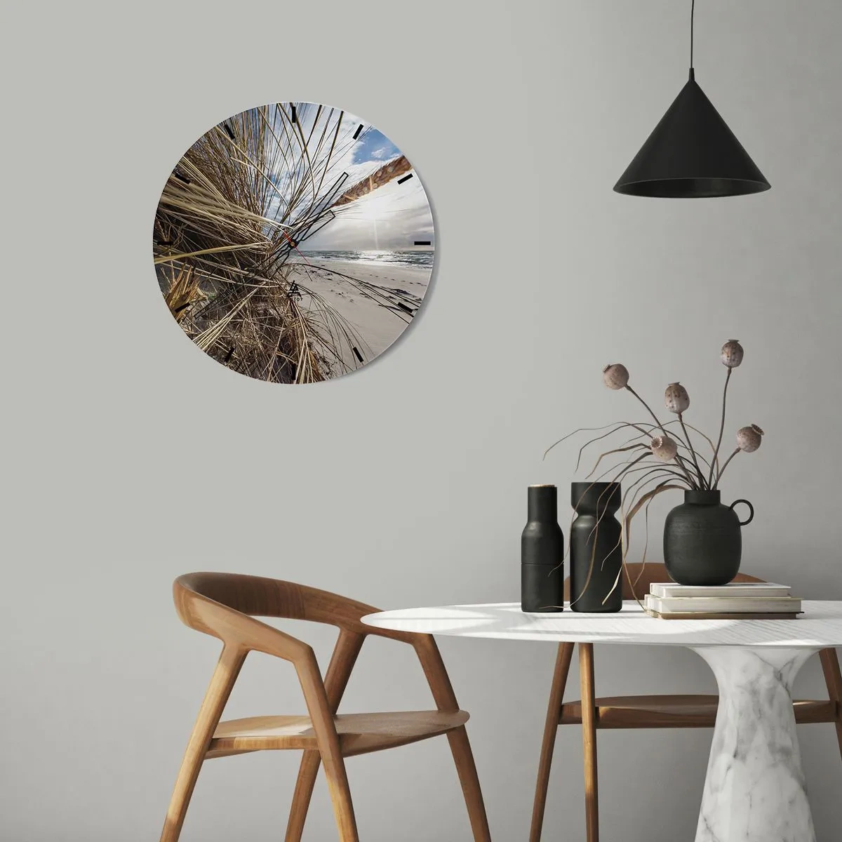 Wanduhr - Glasuhr - Ein Treffen der Elemente der Natur - 40x40 cm