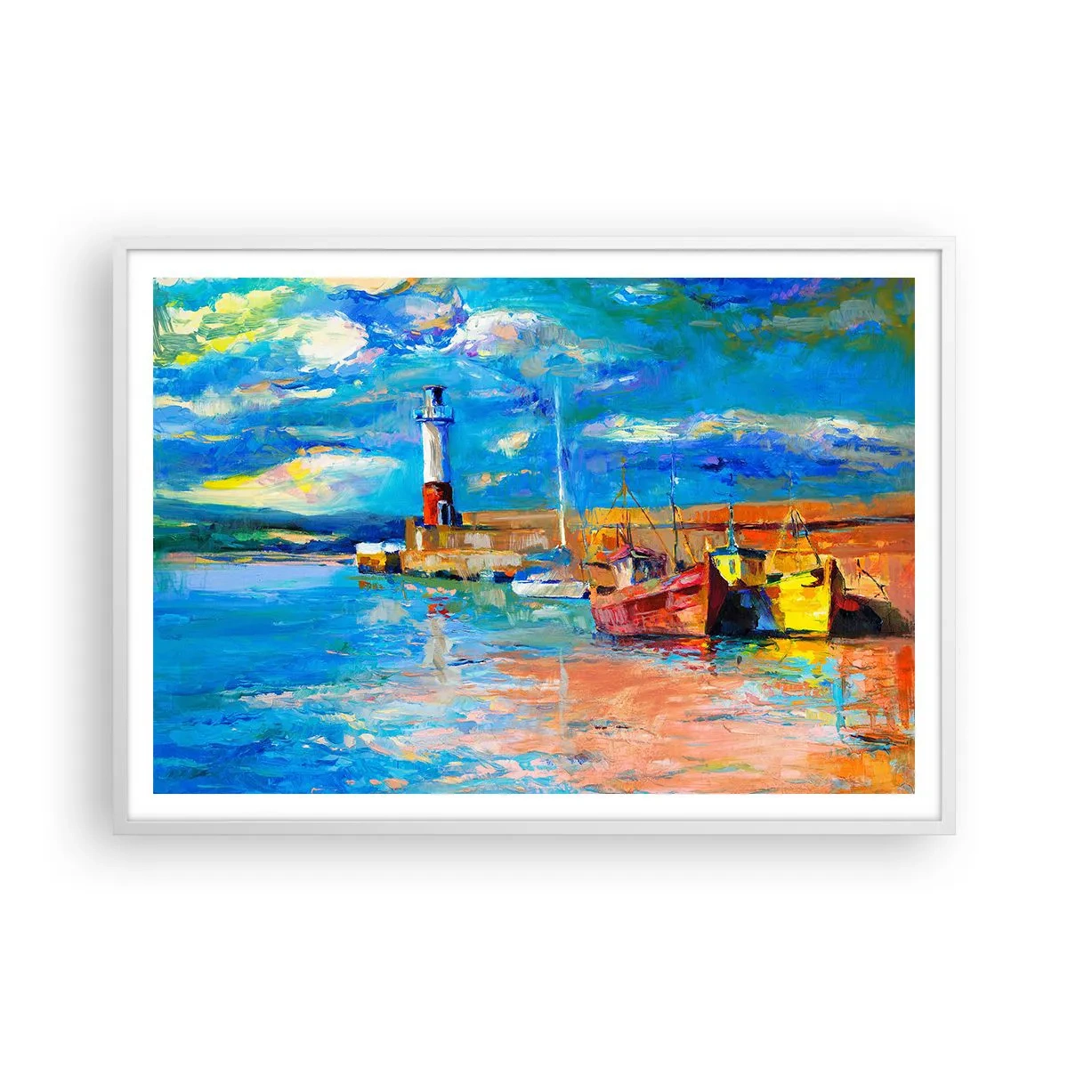 Poster in einem weißen Rahmen - Ein Nachmittag in der Regenbogenbucht - 100x70 cm