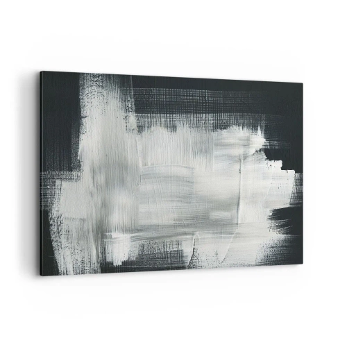 Bild auf Leinwand - Leinwandbild - Weiße abstrakte Striche auf dunklem Hintergrund - 100x70cm - Vertikal und horizontal gewebt - Moderne Wanddekoration für Wohnzimmer und Schlafzimmer ARTTOR