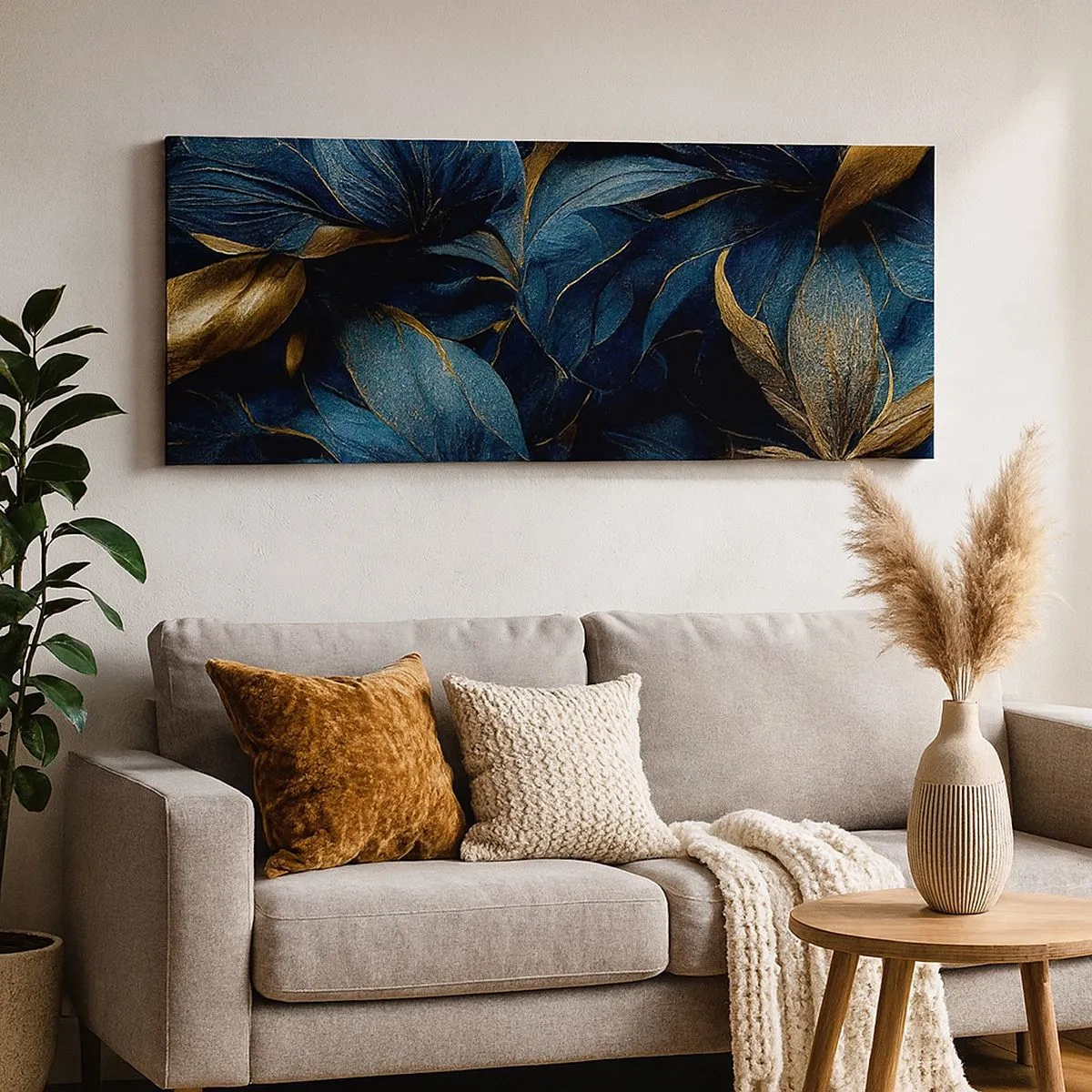 Bild auf Leinwand - Leinwandbild - Mit Gold gefüttert - 100x40 cm