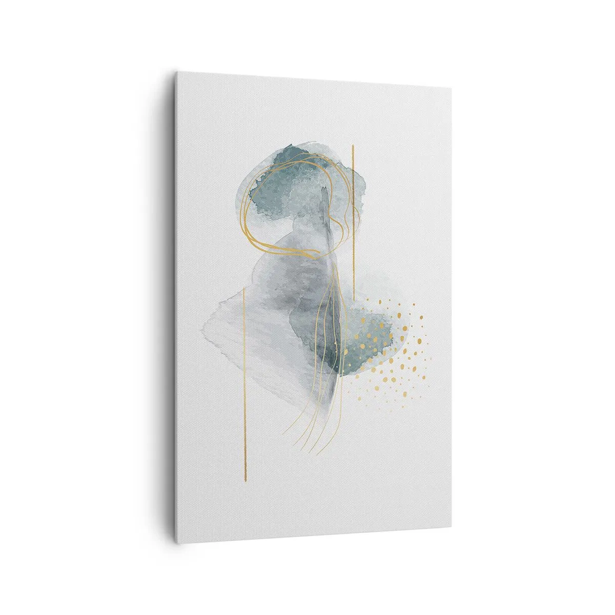 Bild auf Leinwand - Leinwandbild - Eine abstrakte Komposition in Türkis- und Goldtönen. - 80x120cm - Über das Verhältnis von Grau und Gold - Moderne Wanddekoration für Wohnzimmer und Schlafzimmer ARTTOR