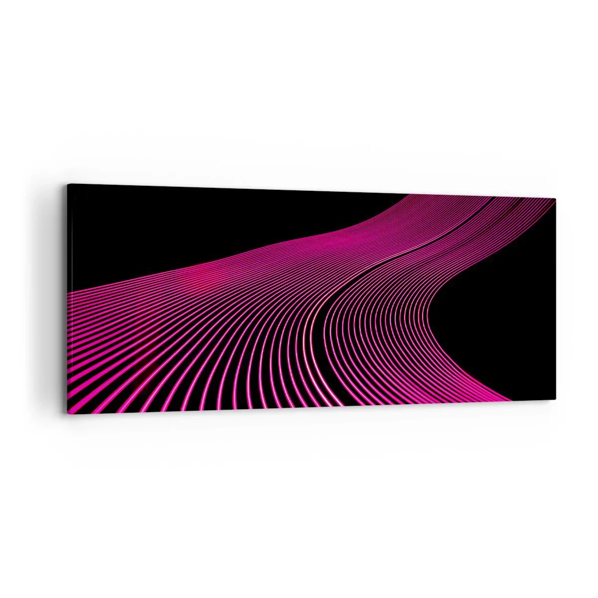 Bild auf Leinwand - Leinwandbild - Futuristische Linien in Rosatönen auf schwarzem Hintergrund - 120x50cm - Allee des Lichts - Moderne Wanddekoration für Wohnzimmer und Schlafzimmer ARTTOR