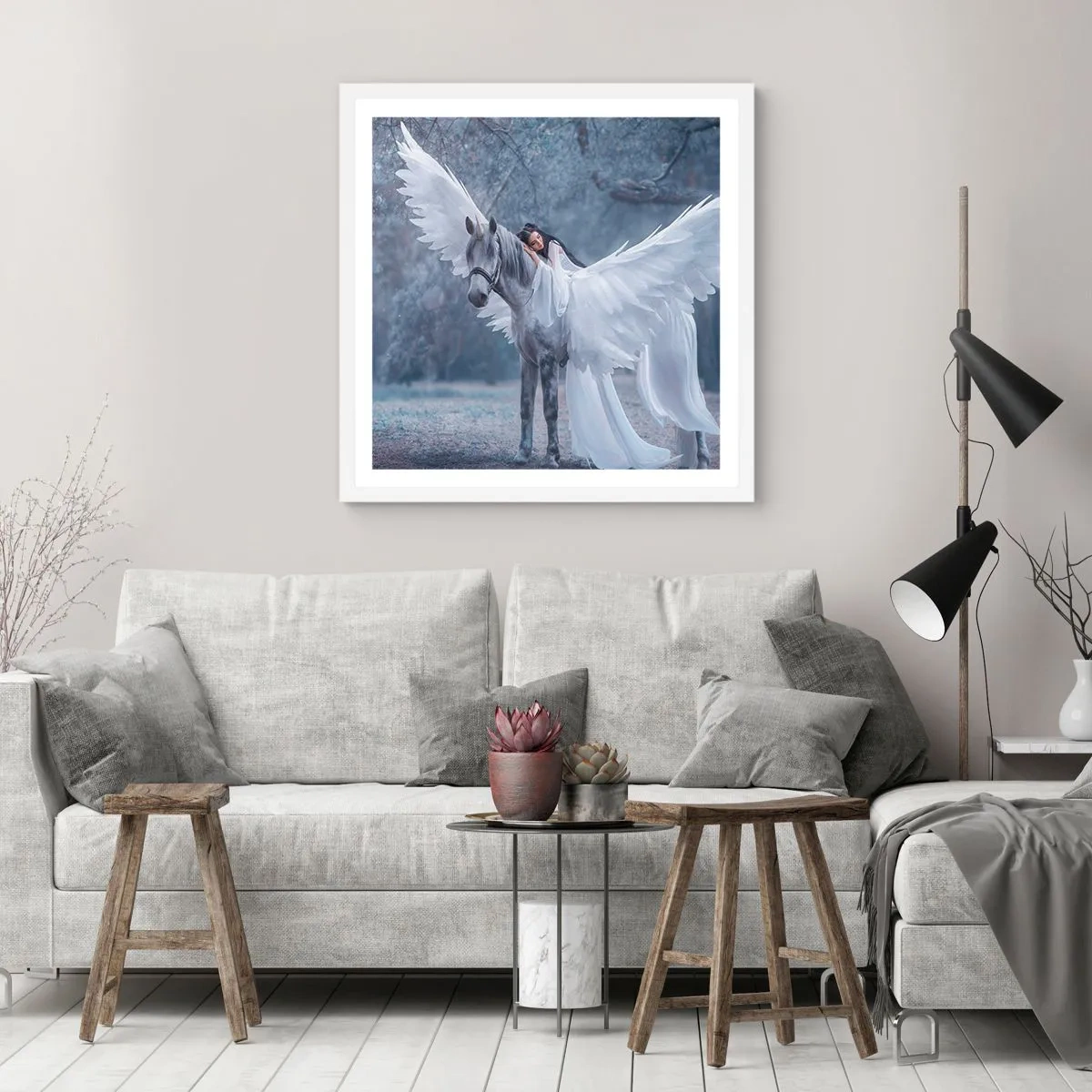 Poster in einem weißen Rahmen - Ein inspirierter Moment - 50x50 cm