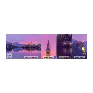 Fototapetenmuster Standard Eco - Eine märchenhafte Insel in der Abenddämmerung - Landschaft, Slowenien, Insel Bled - 100x30 cm