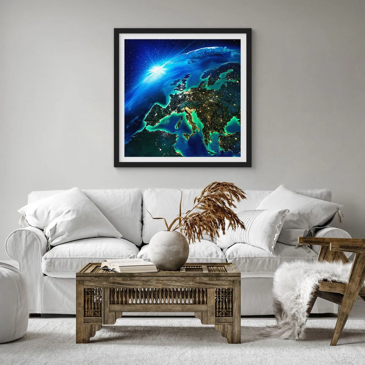 Poster in einem schwarzem Rahmen - Funkelndes Europa - 30x30 cm