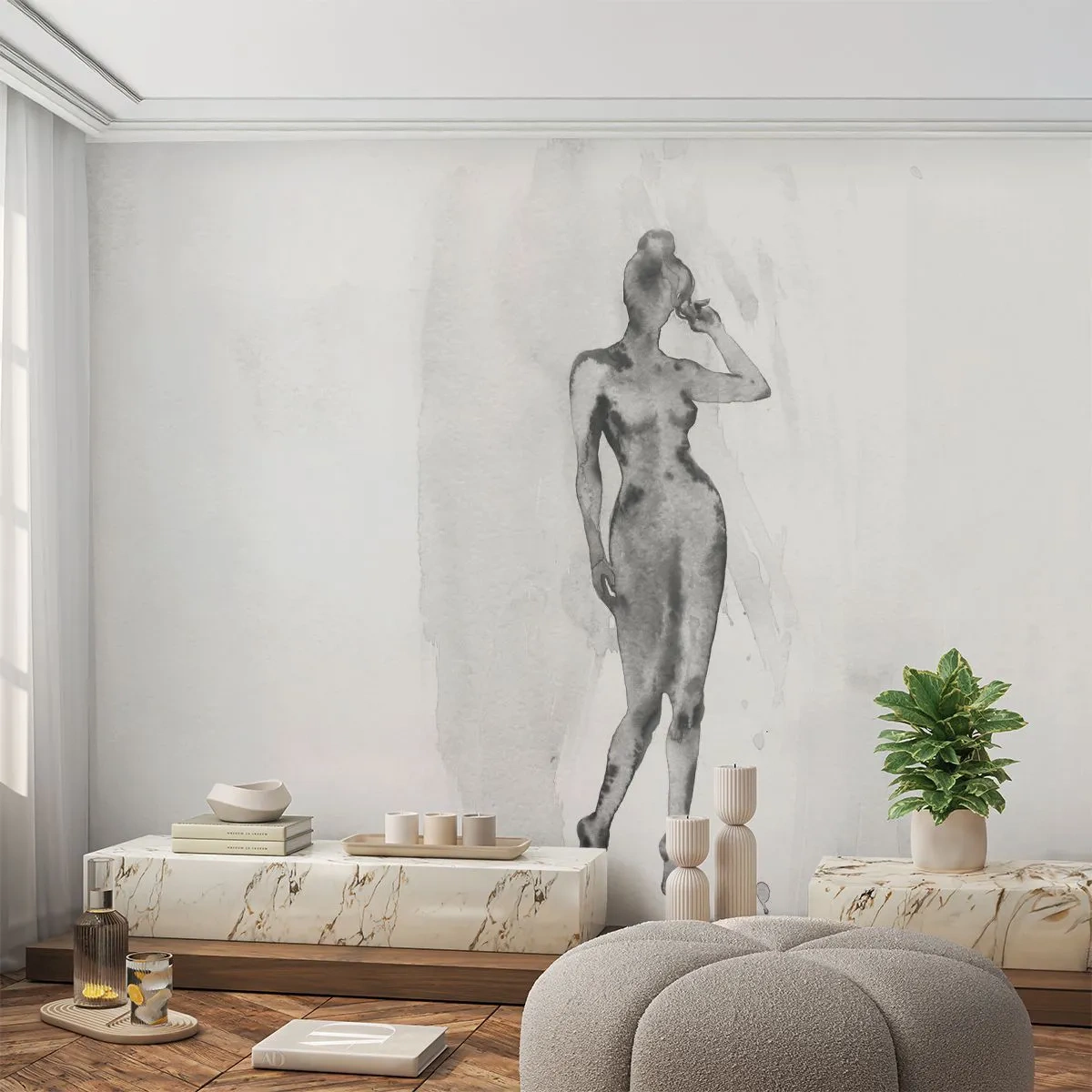 Selbstklebende Fototapete Deluxe Sticker - Eine Studie über das Ideal der Weiblichkeit - Frau, Weiblicher Körper, Grafik - 250x175 cm