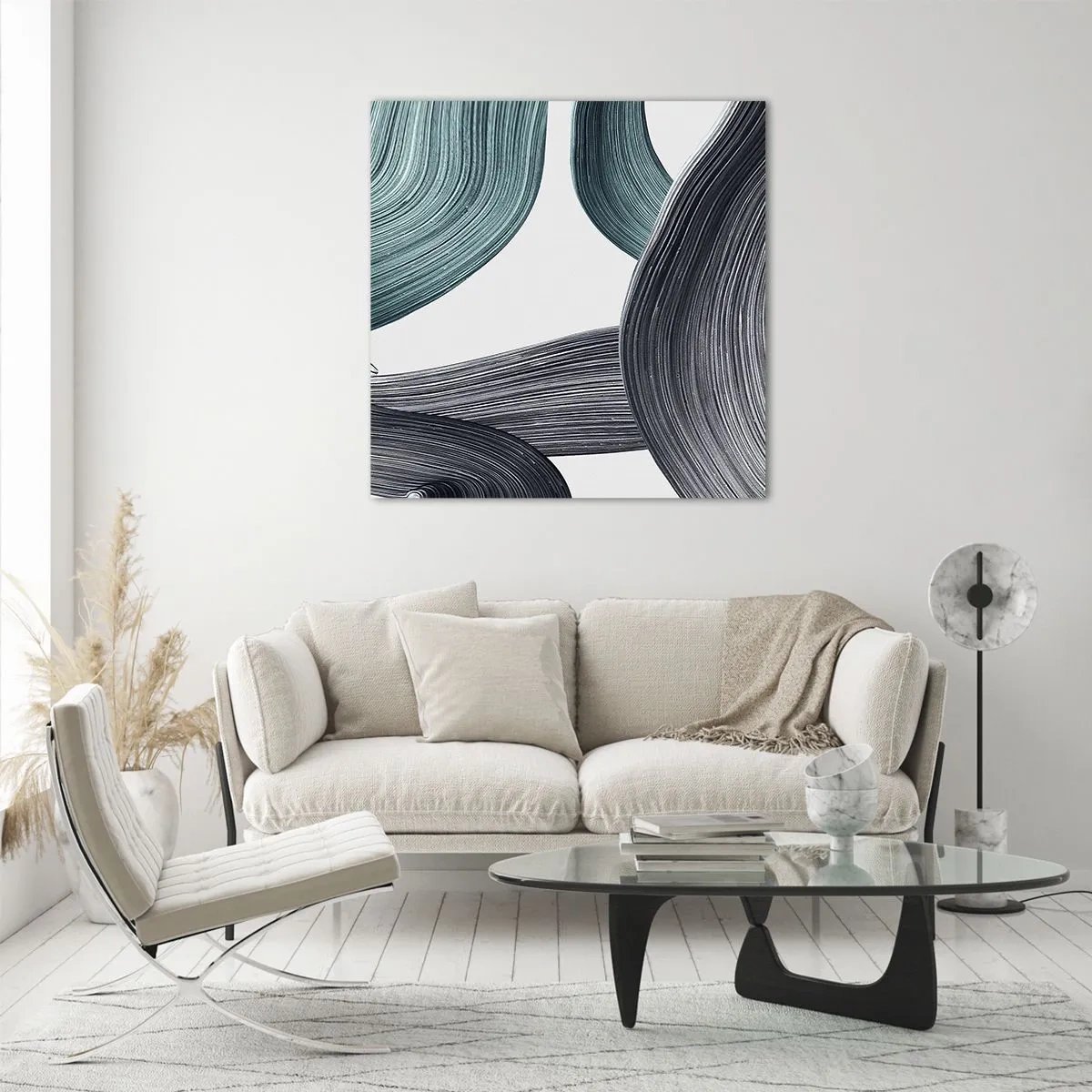 Glasbild - Bild auf glas - Smaragdgrüne und schwarze Pfade - 40x40 cm