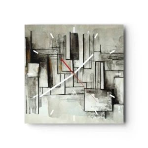 Wanduhr - Glasuhr - Abstrakte Rechtecke in Grau- und Schwarztönen - 30x30cm - Kraft der Einfachheit - Moderne Wanddekoration für Wohnzimmer und Schlafzimmer ARTTOR