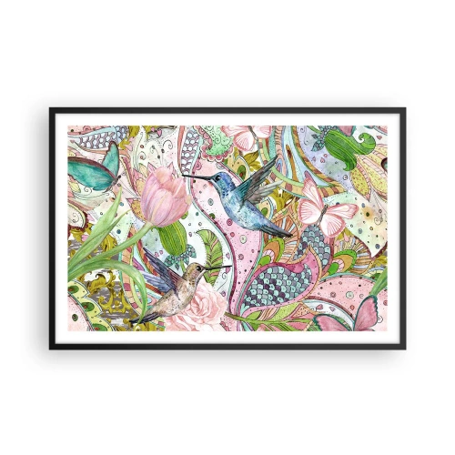 Poster in einem schwarzem Rahmen - Verstrickt in Weinreben - 91x61 cm