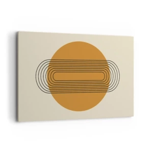 Bild auf Leinwand - Leinwandbild - Geometrisches Muster mit orangefarbenen Kreisen und Linien - 120x80cm - Perfekter Plan - Moderne Wanddekoration für Wohnzimmer und Schlafzimmer ARTTOR