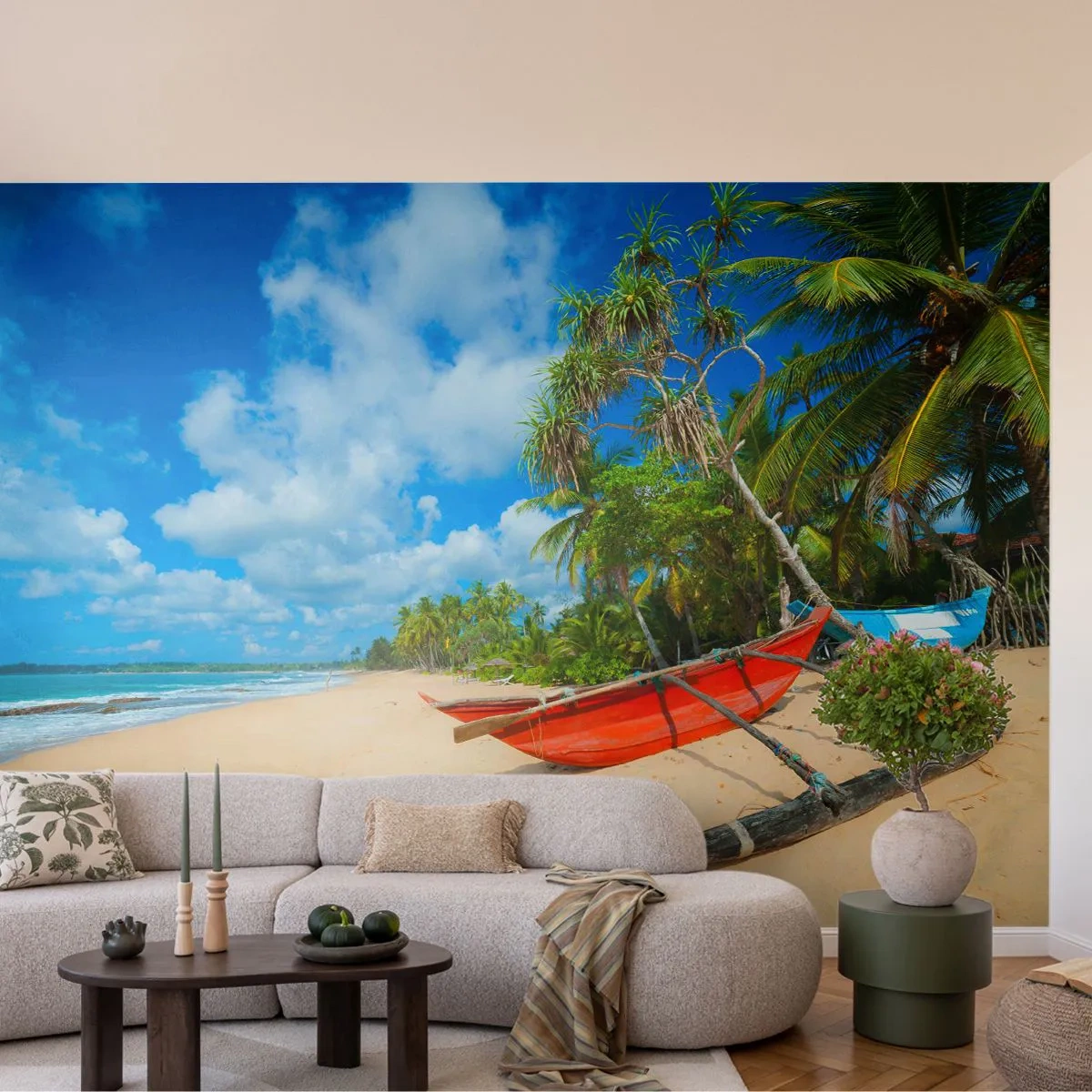 Fototapete Premium Canvas - Der Charme der Tropen - Landschaft, Ozean, Exotischer Strand - 450x315 cm