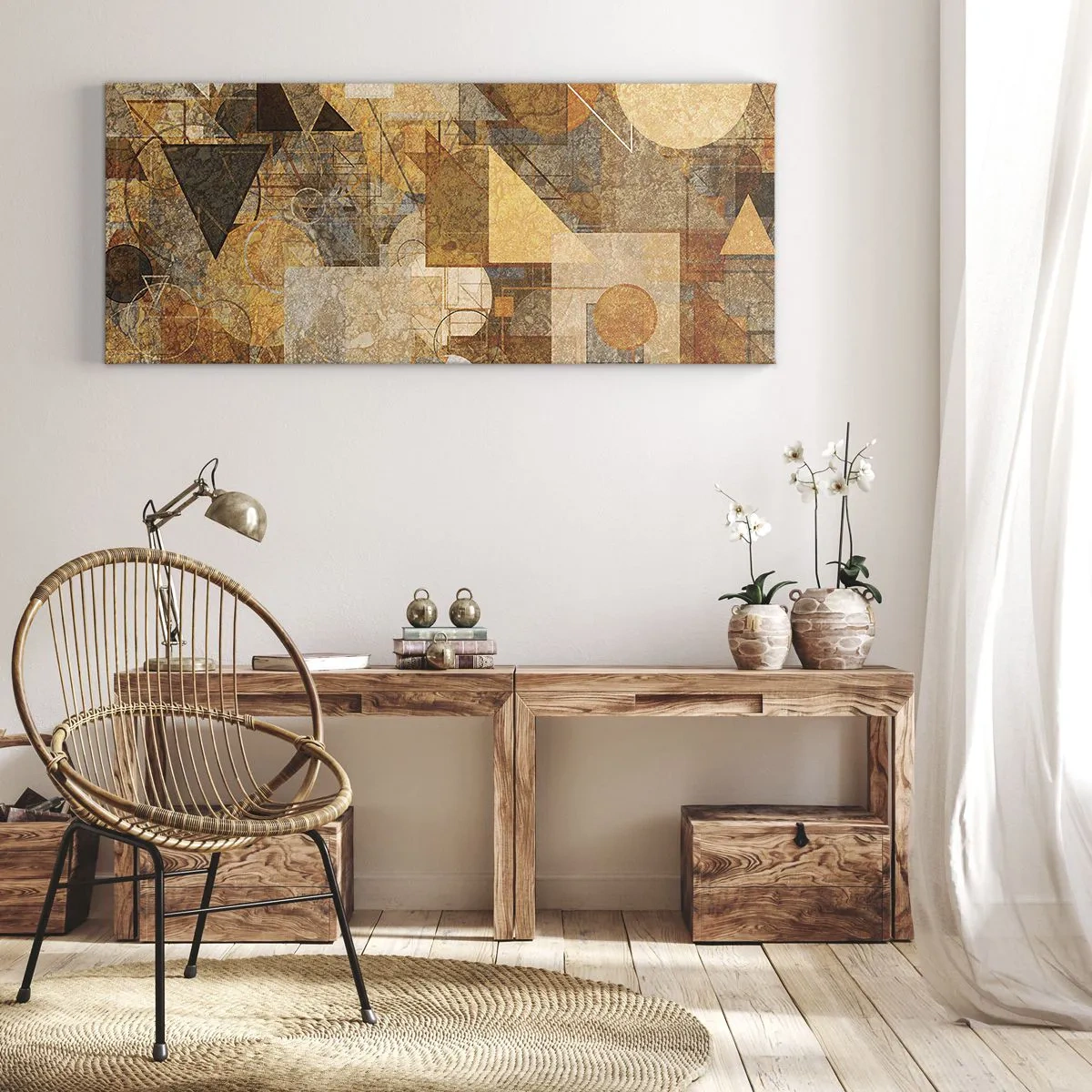 Bild auf Leinwand - Leinwandbild - Eine kubistische Studie aus Bronze - 90x30 cm