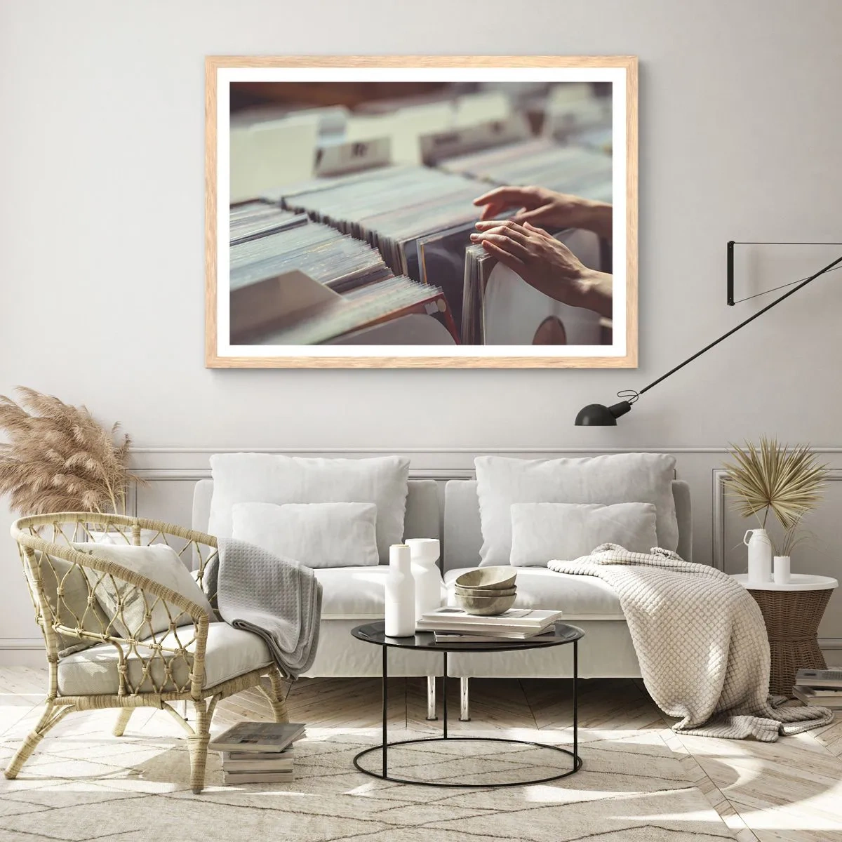 Poster in einem Rahmen aus heller Eiche - Auf der Suche nach Emotionen - 70x50 cm