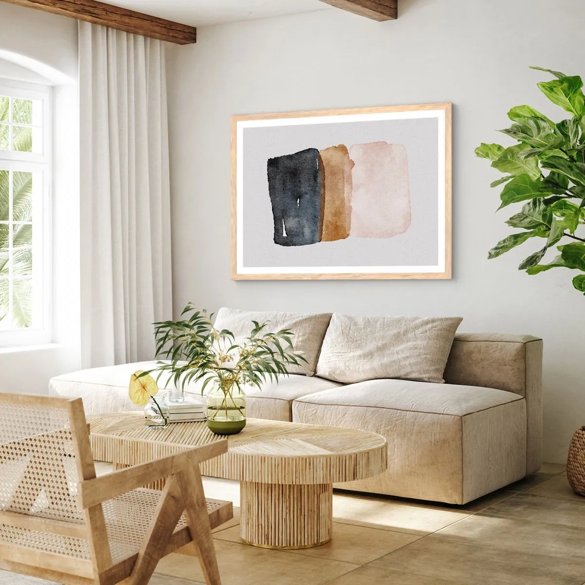 Poster in einem Rahmen aus heller Eiche - Die Komposition der Farben der Erde - 100x70 cm