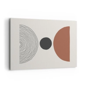 Bild auf Leinwand - Leinwandbild - Abstrakte geometrische Figuren in warmen Farben - 100x70cm - Das Zentrum der Aufmerksamkeit - Moderne Wanddekoration für Wohnzimmer und Schlafzimmer ARTTOR