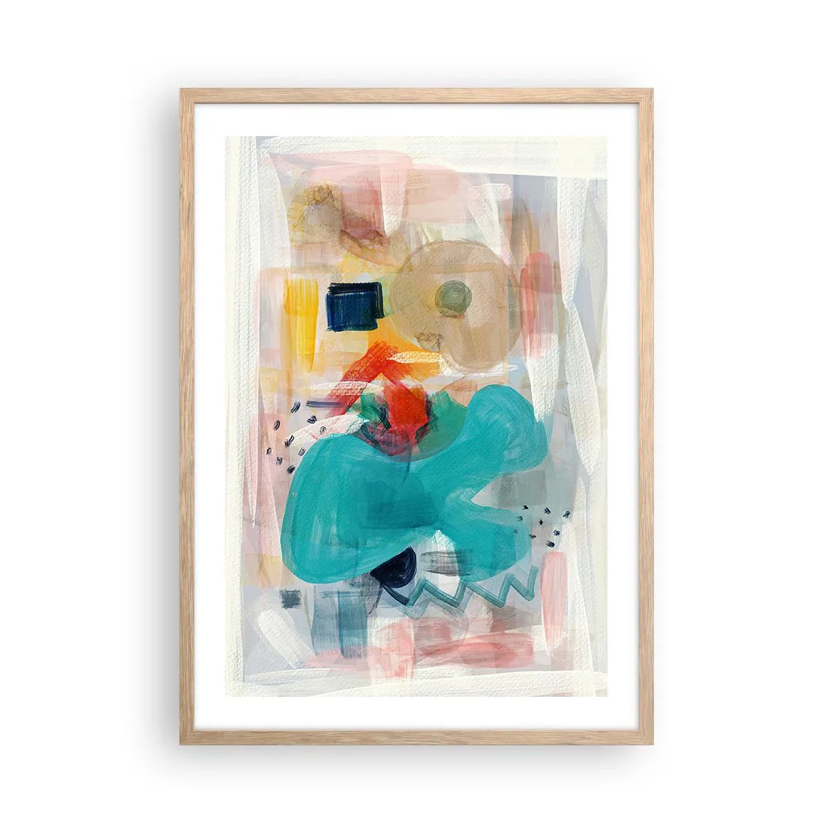 Poster in einem Rahmen aus heller Eiche - Buntes Spiel - 50x70 cm