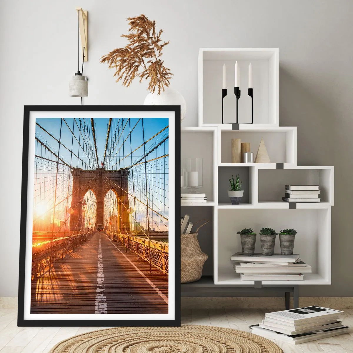 Poster in einem schwarzem Rahmen - Auf der goldenen Brücke - 70x100 cm