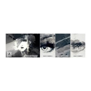 Fototapeten Muster Premium Canvas - Hinter einem grauen Schleier - Das Gesicht einer Frau, Schwarz und weiß, Augen - 100x30 cm