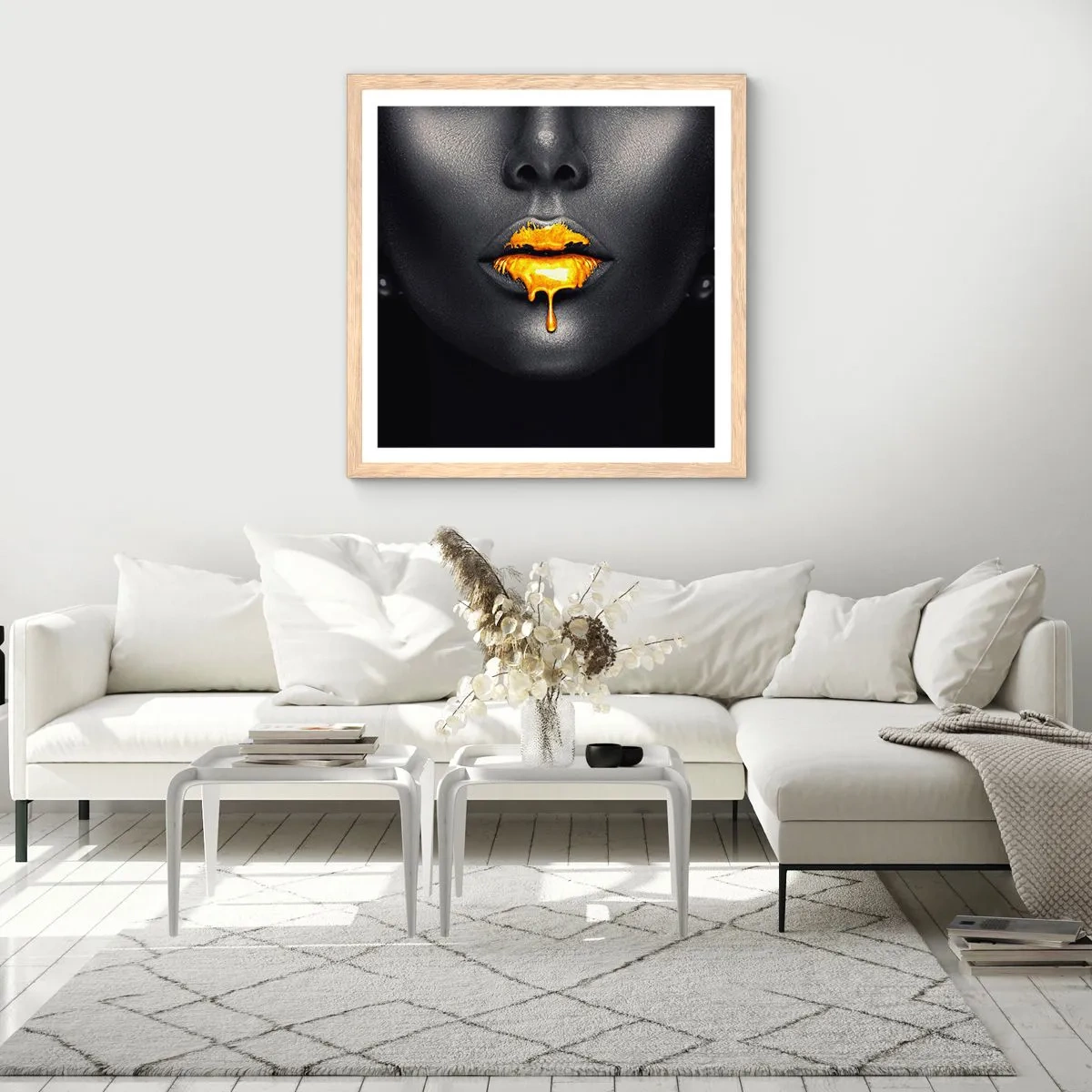 Poster in einem Rahmen aus heller Eiche - Goldmaul - 40x40 cm