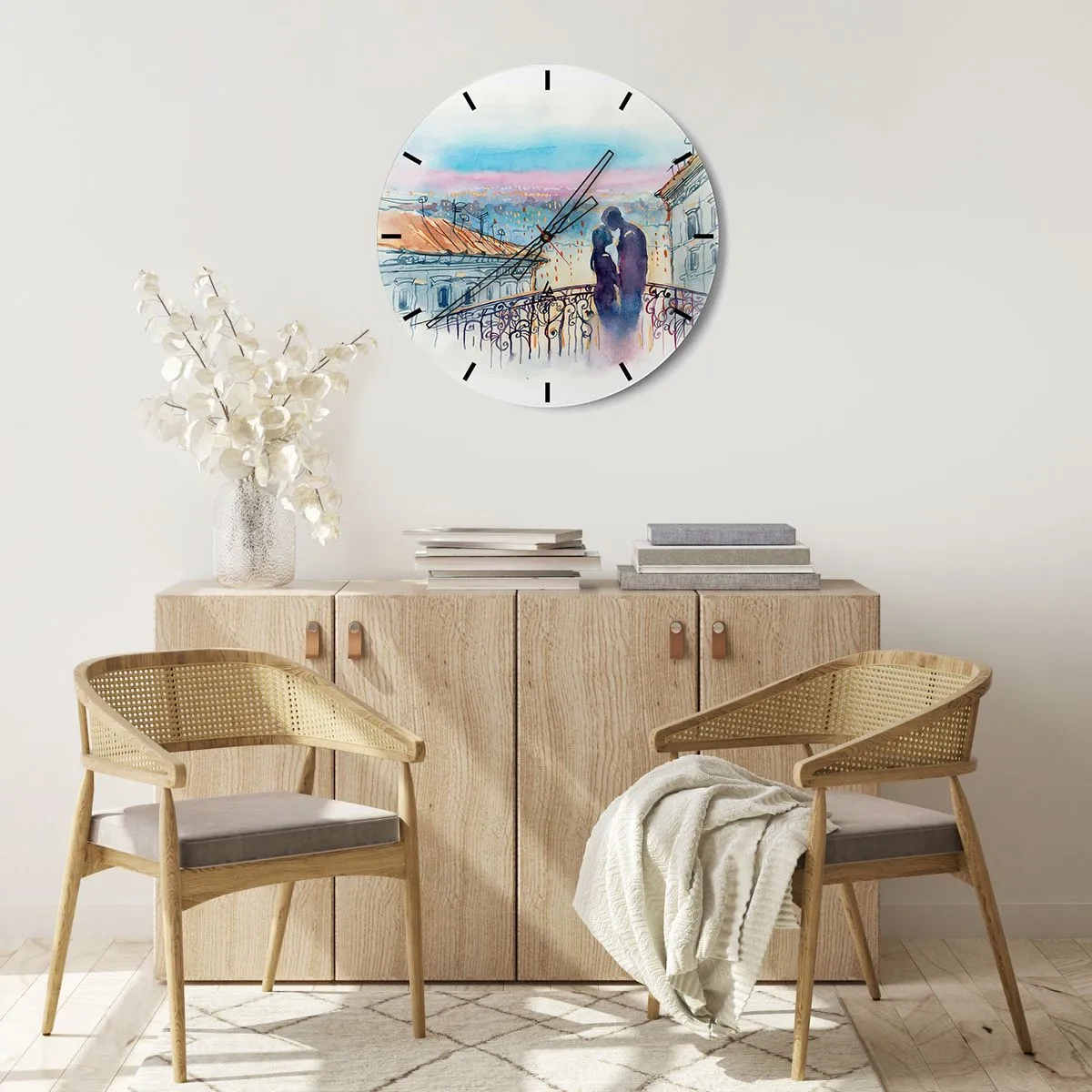 Wanduhr - Glasuhr - Paris-Liebhaber - 40x40 cm