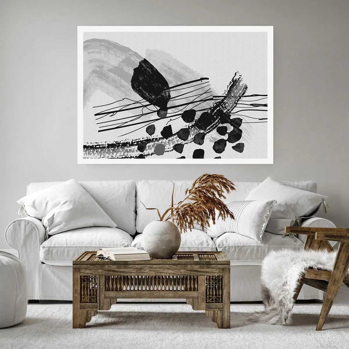 Poster - Organische Schwarz-Weiß-Abstraktion - 40x30 cm