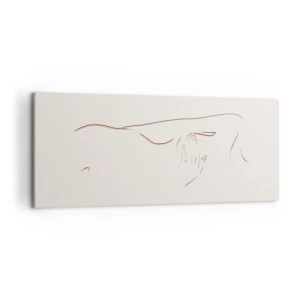 Bild auf Leinwand - Leinwandbild - Eine subtile Strichzeichnung einer Silhouette vor einem hellen Hintergrund - 120x50cm - Die Form des Verlangens - Moderne Wanddekoration für Wohnzimmer und Schlafzimmer ARTTOR