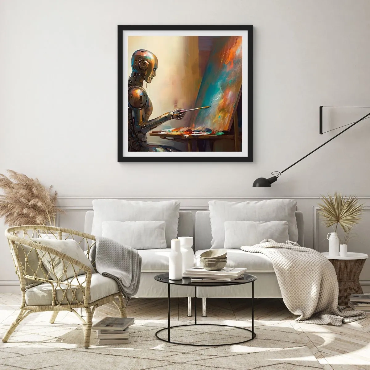 Poster in einem schwarzem Rahmen - Die Kunst der Zukunft - 40x40 cm